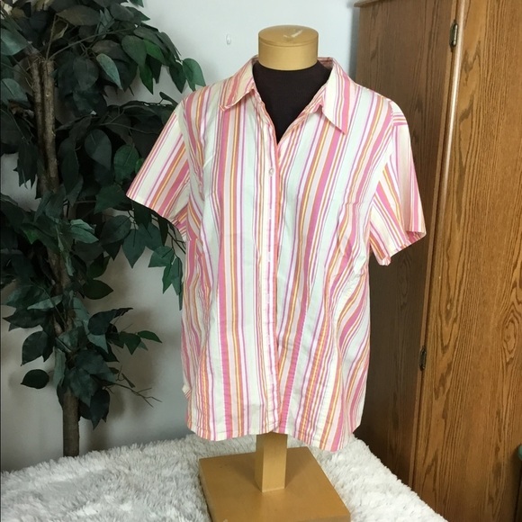 Venezia 18/20 short sleeve stripe button down blouse - Picture 1 of 11